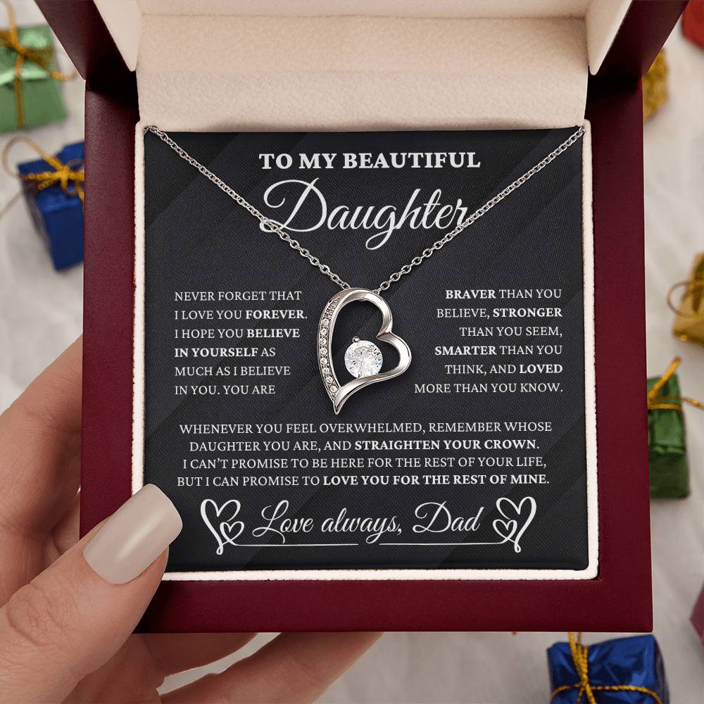 Daughter Gift From Dad - Crown of Strength - Forever Love Necklace