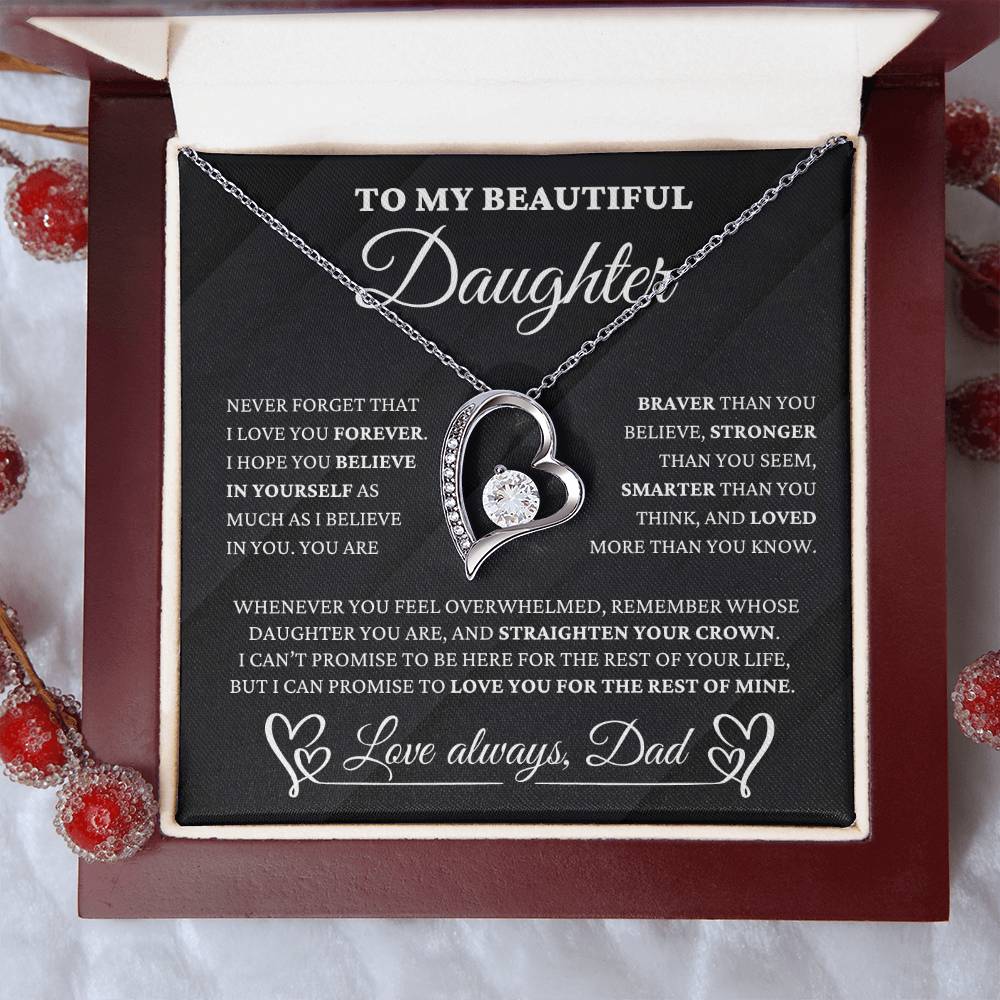 Daughter Gift From Dad - Crown of Strength - Forever Love Necklace