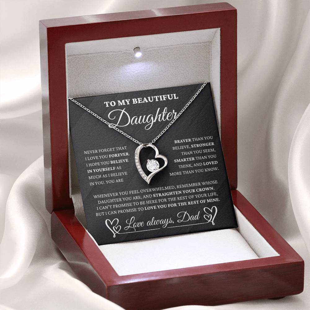 Daughter Gift From Dad - Crown of Strength - Forever Love Necklace