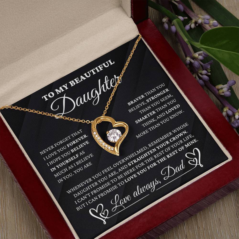 Daughter Gift From Dad - Crown of Strength - Forever Love Necklace