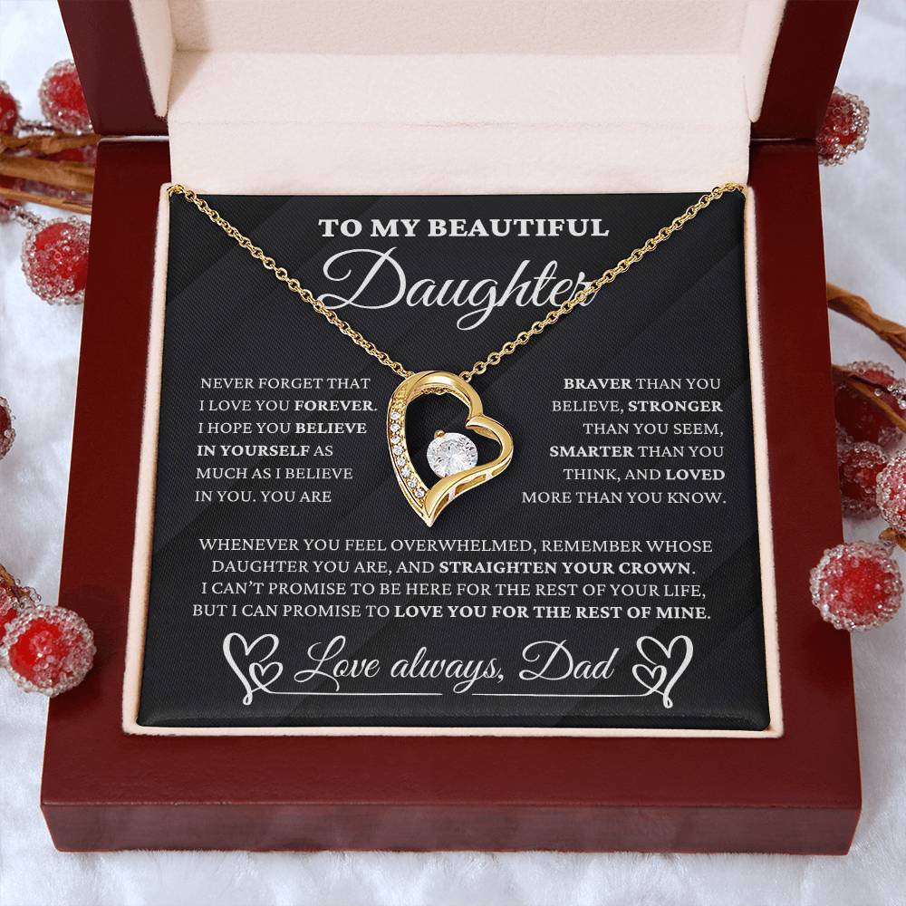 Daughter Gift From Dad - Crown of Strength - Forever Love Necklace