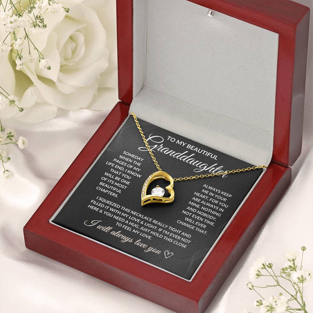 To My Beautiful Granddaughter ''Feel My Love'' - Forever Love Necklace