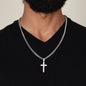 To My Son " I love you " Cuban Link Chain with Engraved Artisan Cross