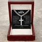 To My Son " I love you " Cuban Link Chain with Engraved Artisan Cross