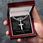 To My Son " I love you " Cuban Link Chain with Engraved Artisan Cross