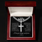 To My Son " I love you " Cuban Link Chain with Engraved Artisan Cross