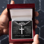 To My Son " I love you " Cuban Link Chain with Engraved Artisan Cross