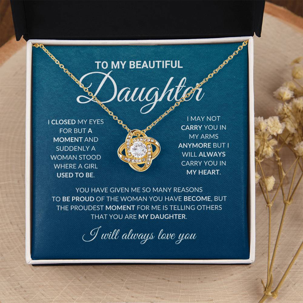 To My Beautiful Daughter - Love Knot Necklace