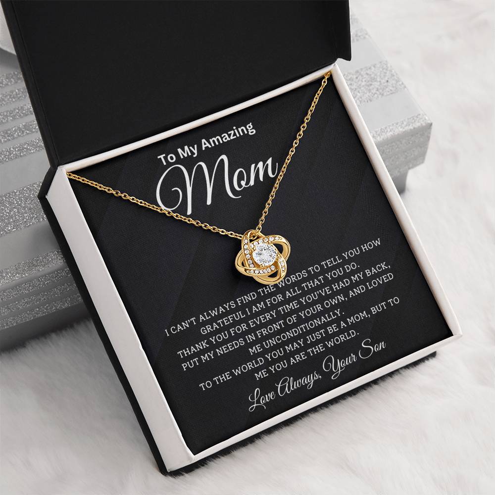 Gift for Mom From Son - ''The World'' Love Knot Necklace