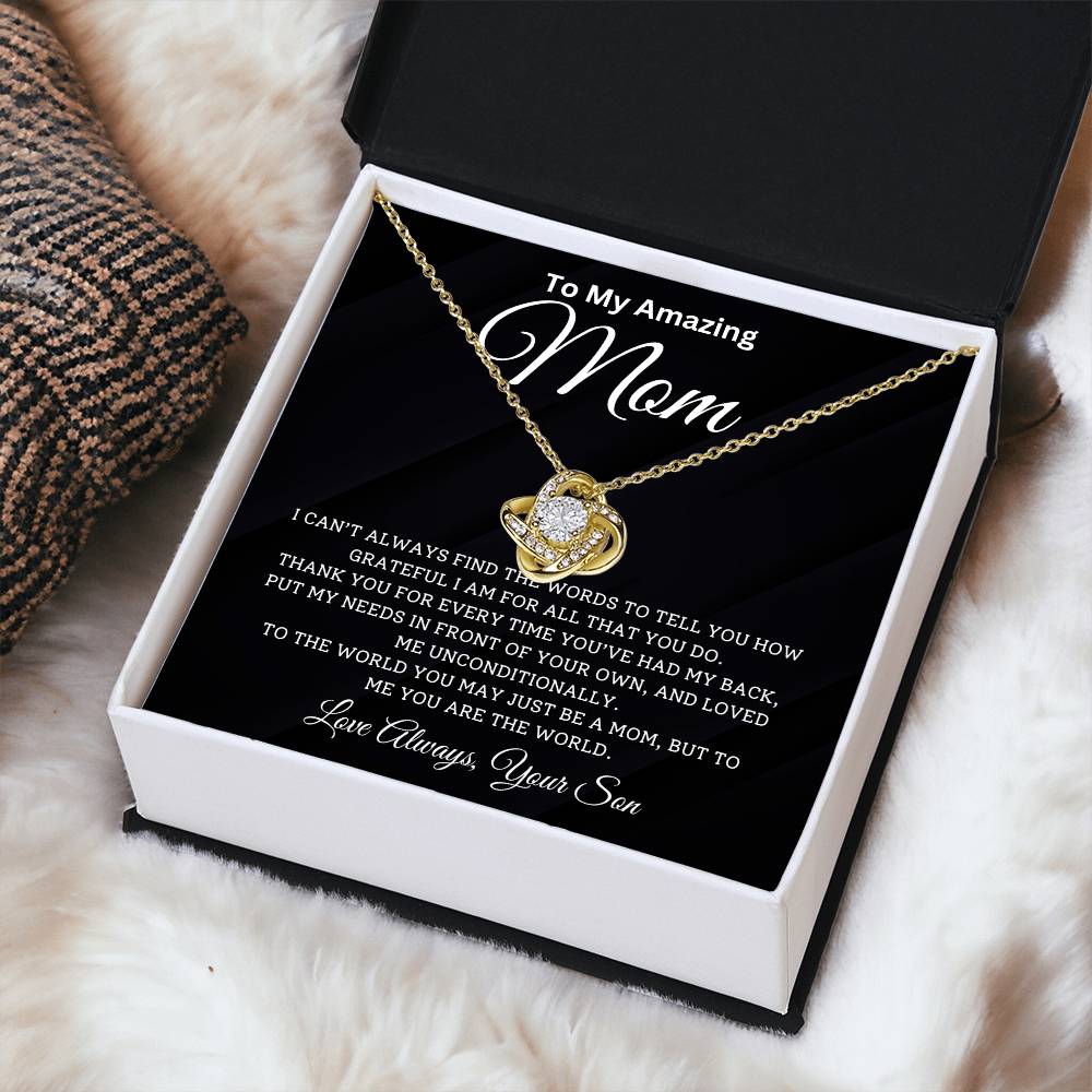 Gift for Mom From Son - ''The World'' Love Knot Necklace