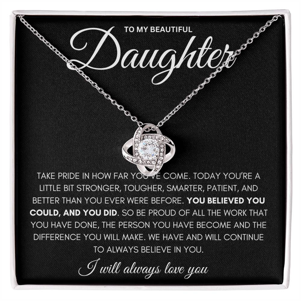 Round Cut Cubic Zirconia Stone, Love Knot Necklace