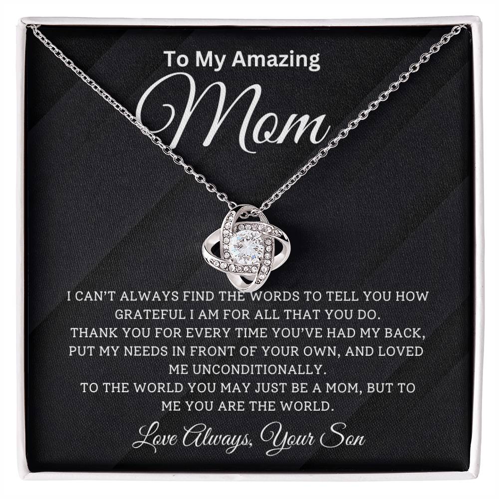 Gift for Mom From Son - ''The World'' Love Knot Necklace
