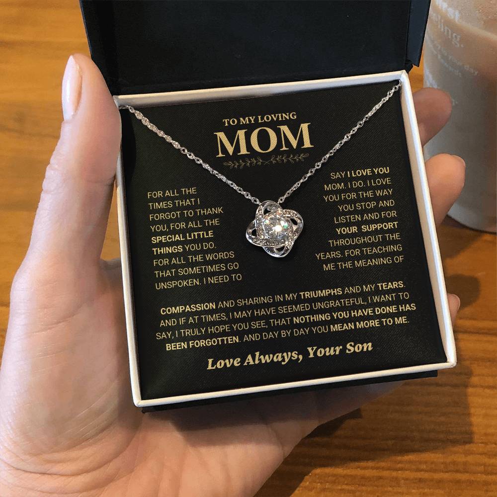 Mom Gift From Son "Compassion" Love Knot Necklace