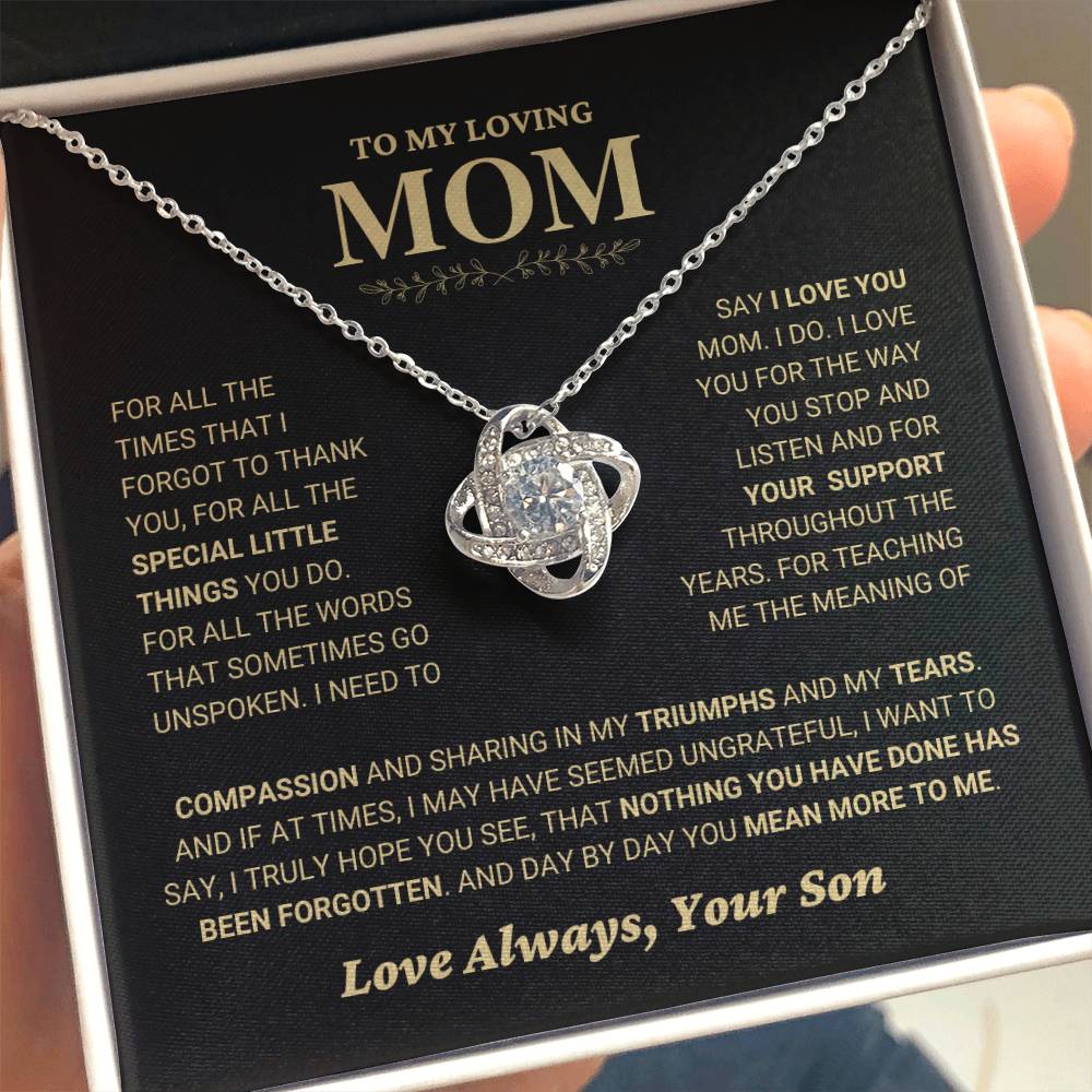 Mom Gift From Son "Compassion" Love Knot Necklace