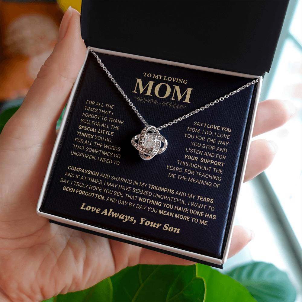 Mom Gift From Son "Compassion" Love Knot Necklace