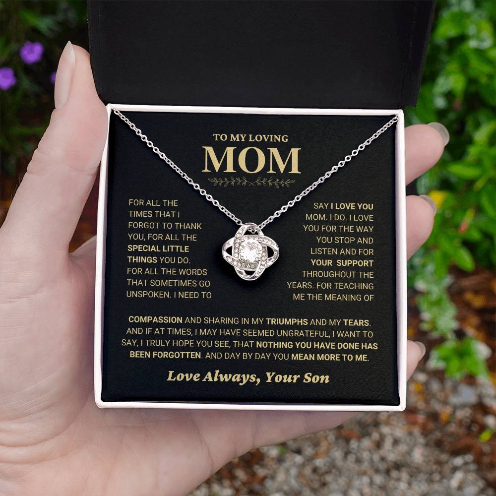 Mom Gift From Son "Compassion" Love Knot Necklace