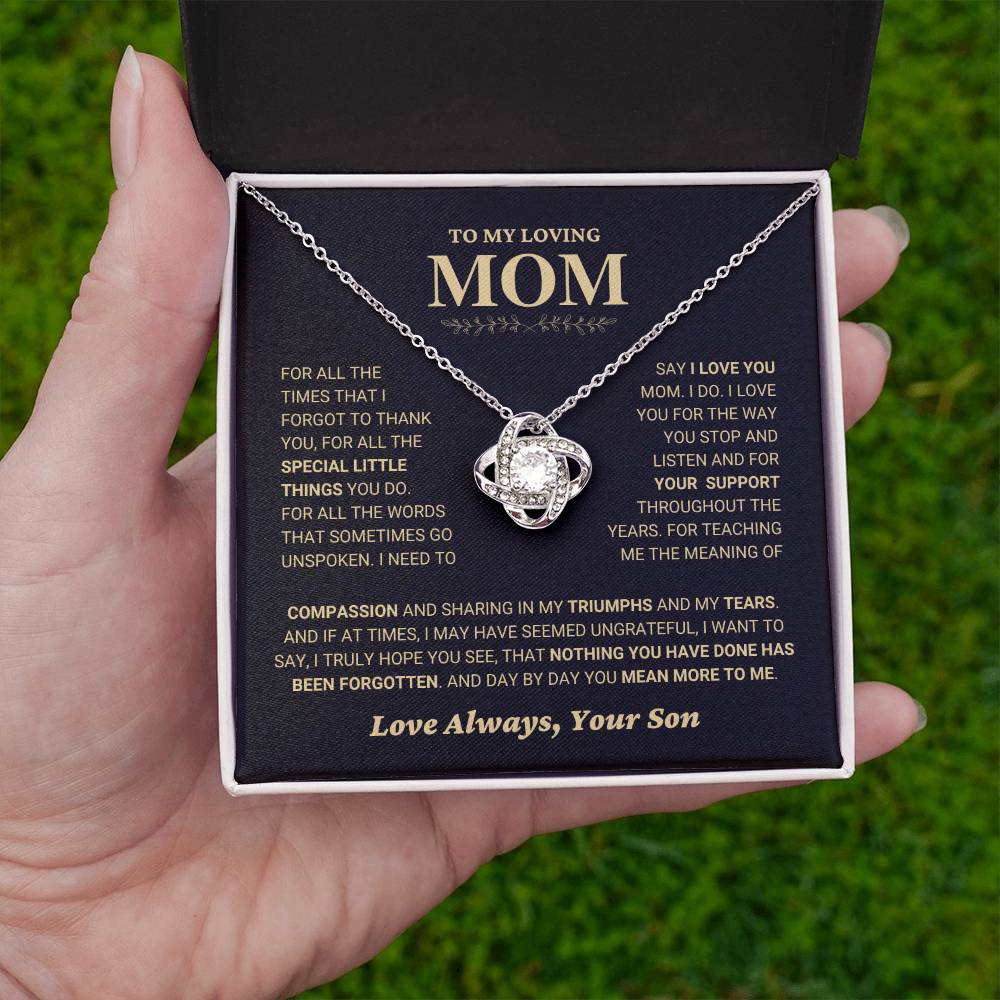 Mom Gift From Son "Compassion" Love Knot Necklace
