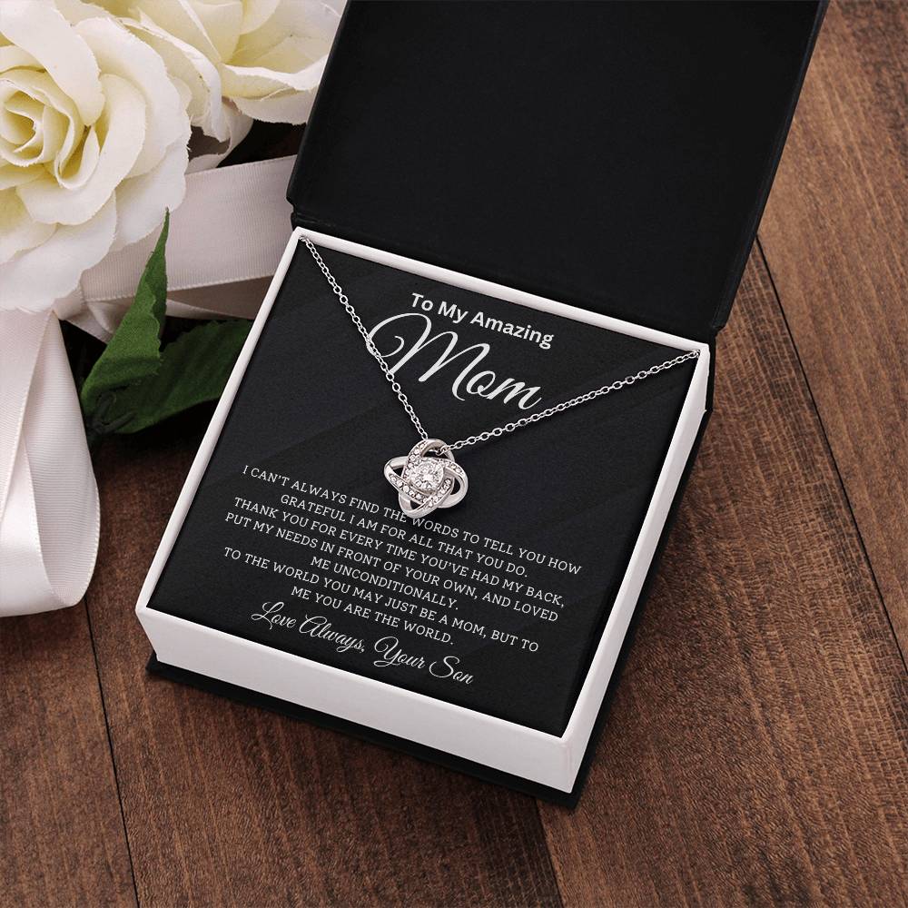 Gift for Mom From Son - ''The World'' Love Knot Necklace