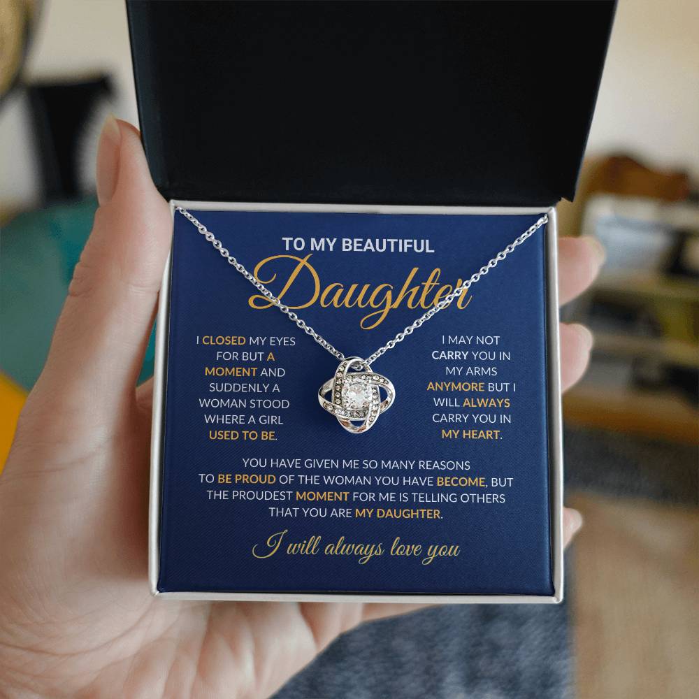 To My Beautiful Daughter - Love Knot Necklace