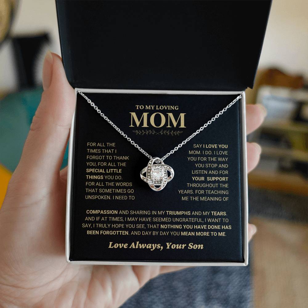 Mom Gift From Son "Compassion" Love Knot Necklace