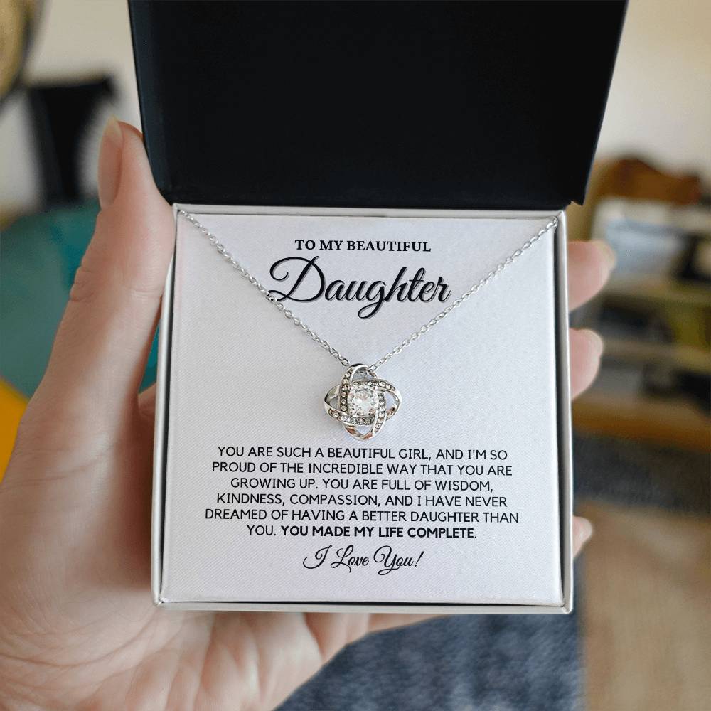 To My Beautiful Daughter - Love Knot Necklace
