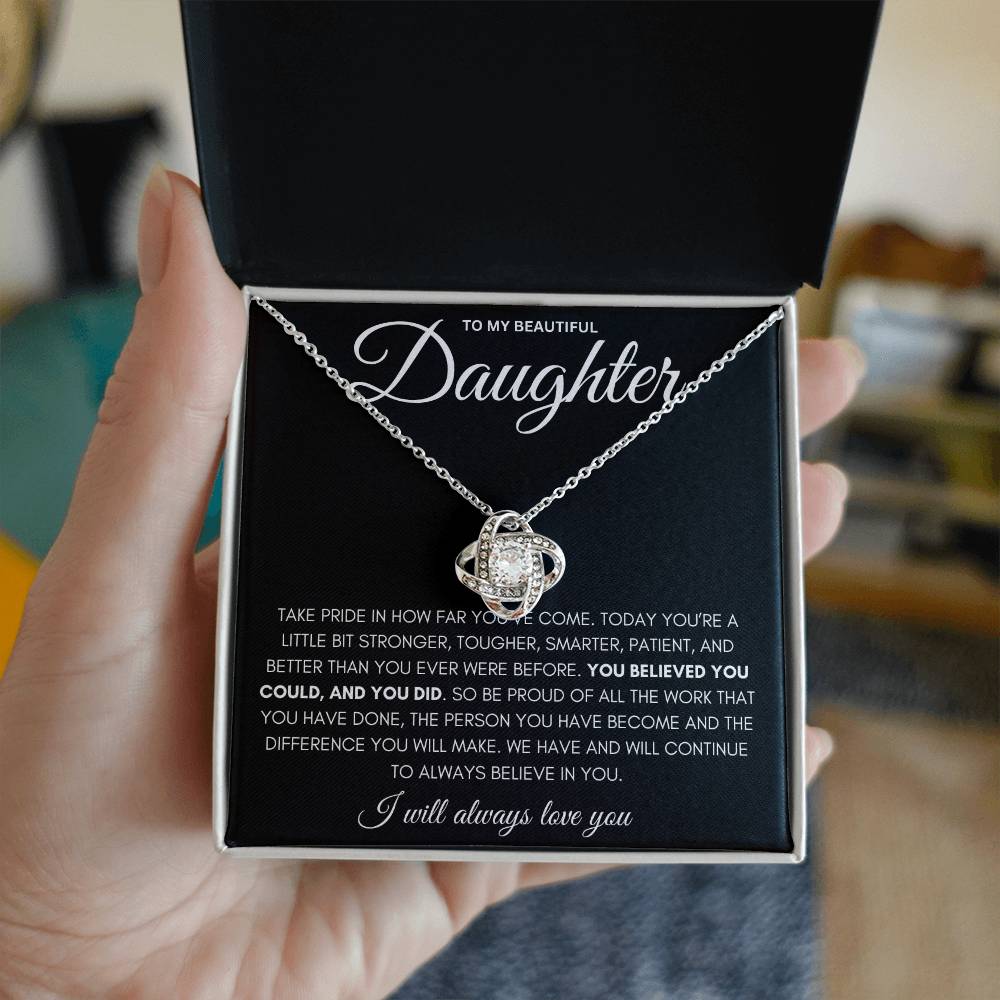 Round Cut Cubic Zirconia Stone, Love Knot Necklace