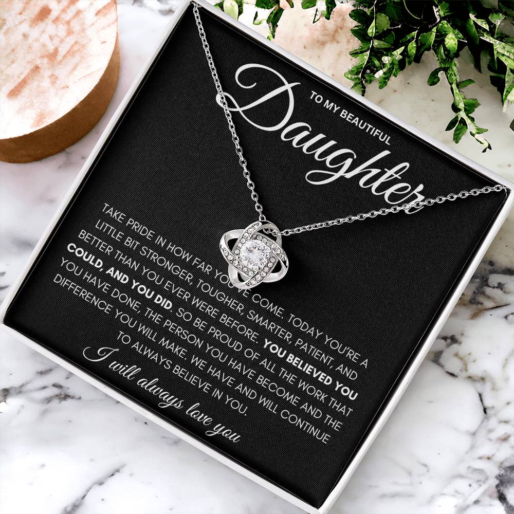 Round Cut Cubic Zirconia Stone, Love Knot Necklace