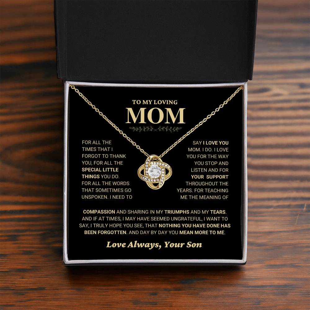 Mom Gift From Son "Compassion" Love Knot Necklace