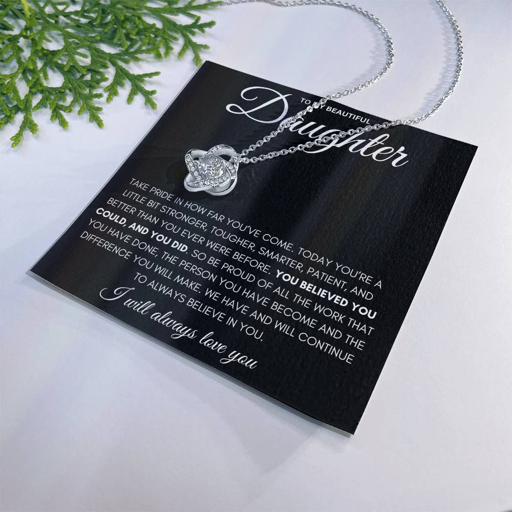 Round Cut Cubic Zirconia Stone, Love Knot Necklace