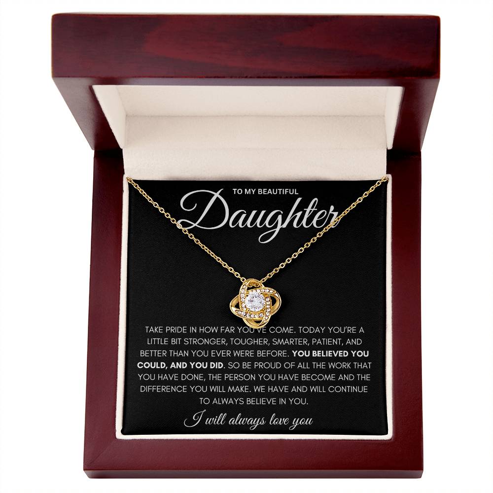 Round Cut Cubic Zirconia Stone, Love Knot Necklace
