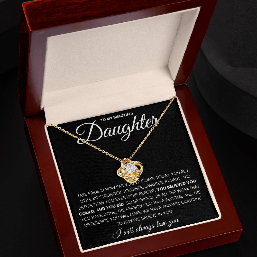 Round Cut Cubic Zirconia Stone, Love Knot Necklace