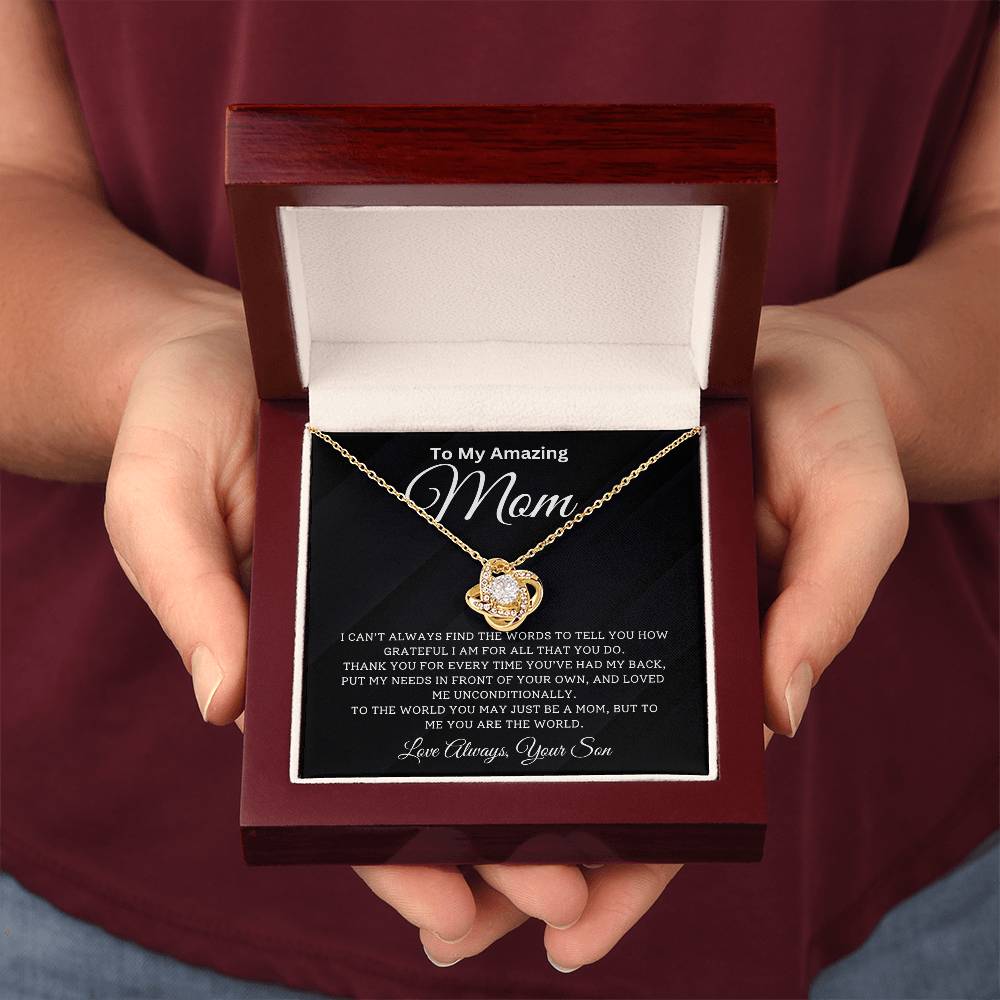 Gift for Mom From Son - ''The World'' Love Knot Necklace