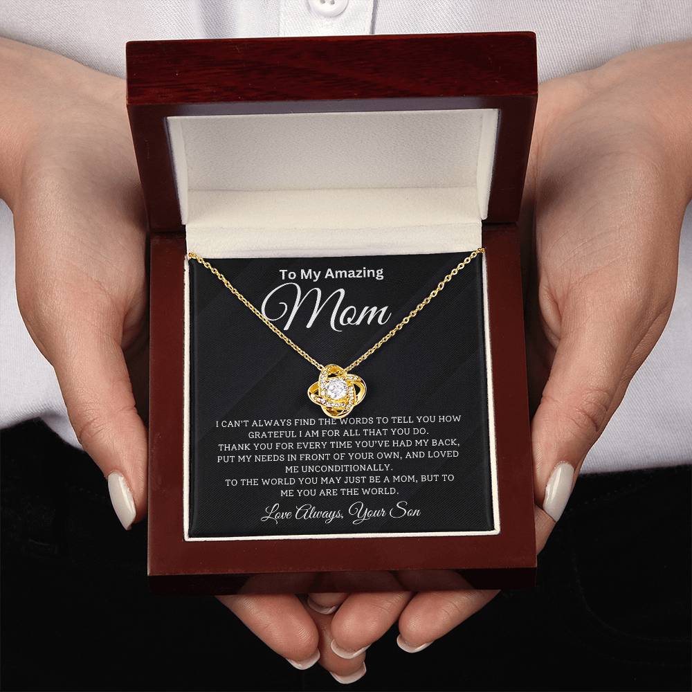 Gift for Mom From Son - ''The World'' Love Knot Necklace