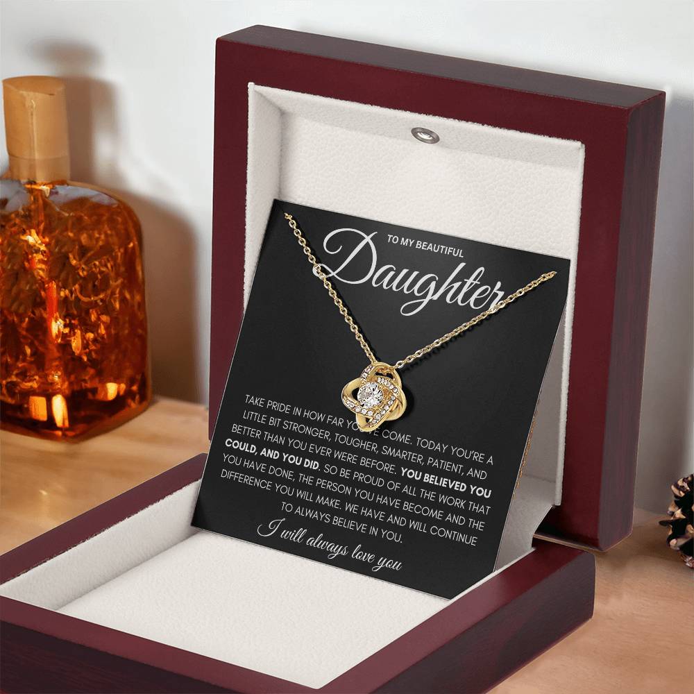 Round Cut Cubic Zirconia Stone, Love Knot Necklace