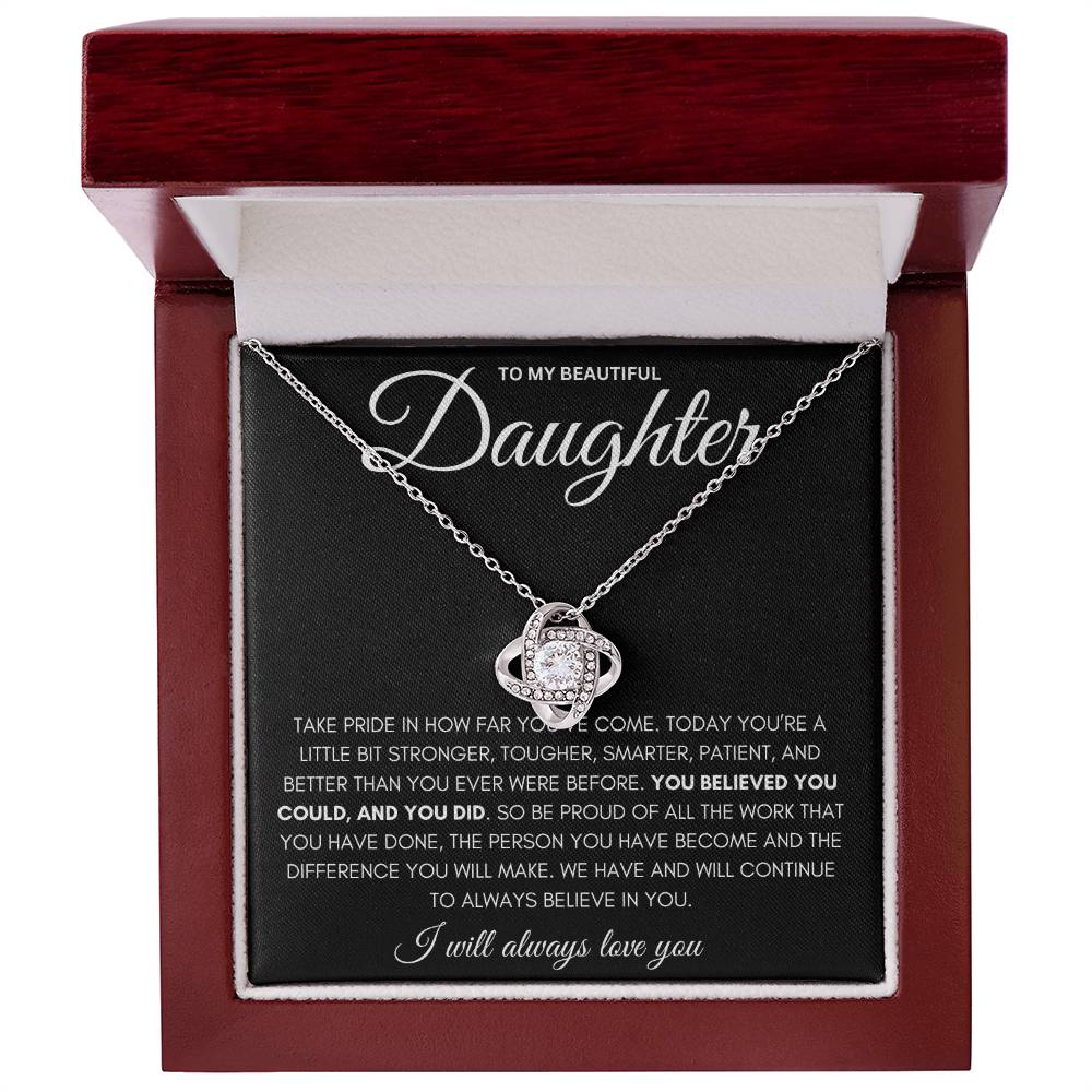 Round Cut Cubic Zirconia Stone, Love Knot Necklace