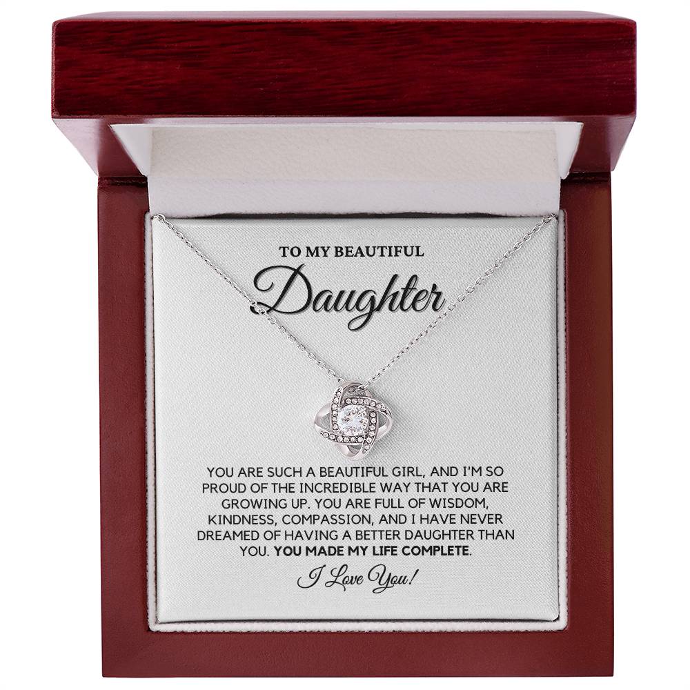 To My Beautiful Daughter - Love Knot Necklace