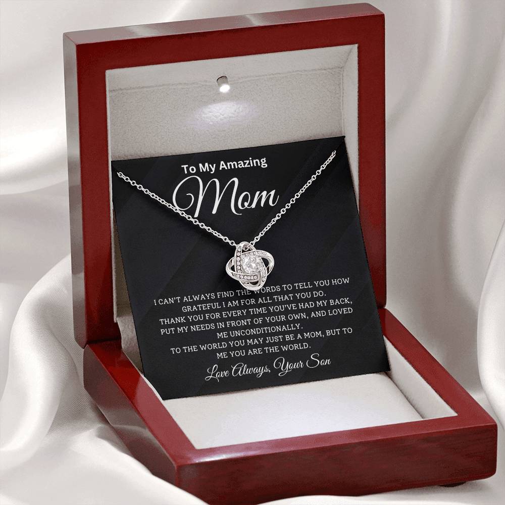 Gift for Mom From Son - ''The World'' Love Knot Necklace