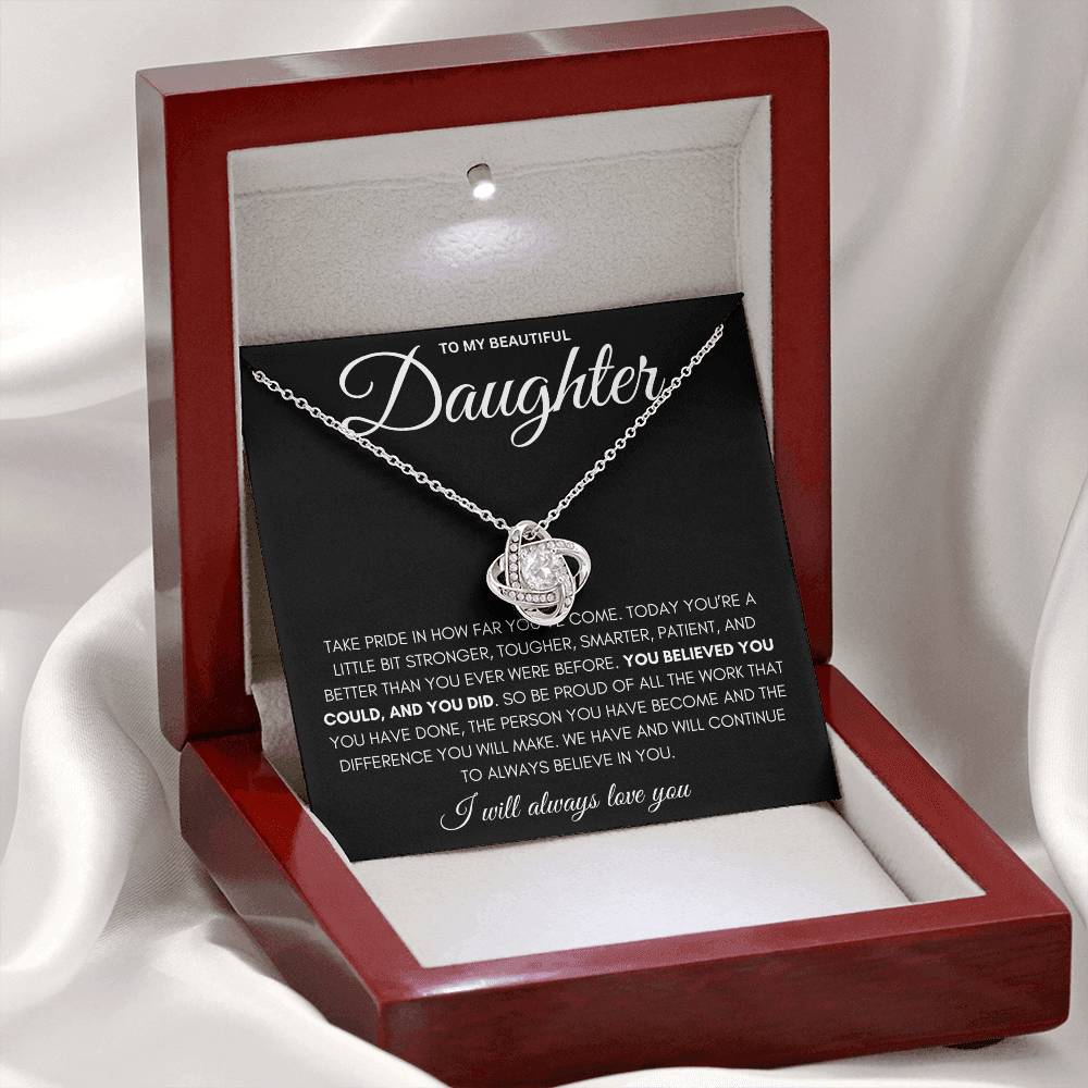 Round Cut Cubic Zirconia Stone, Love Knot Necklace