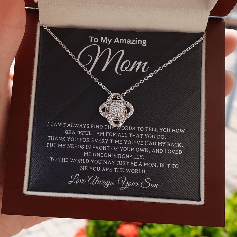 Gift for Mom From Son - ''The World'' Love Knot Necklace