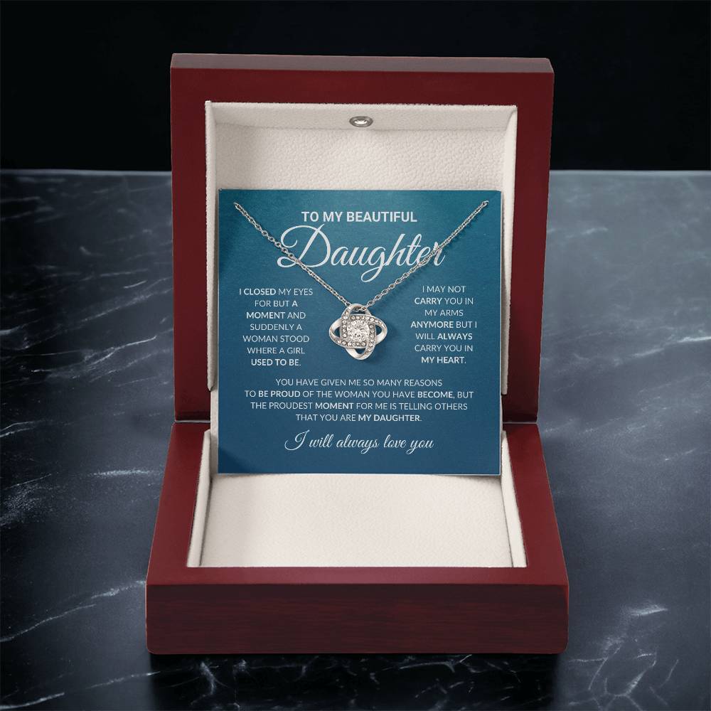 To My Beautiful Daughter - Love Knot Necklace