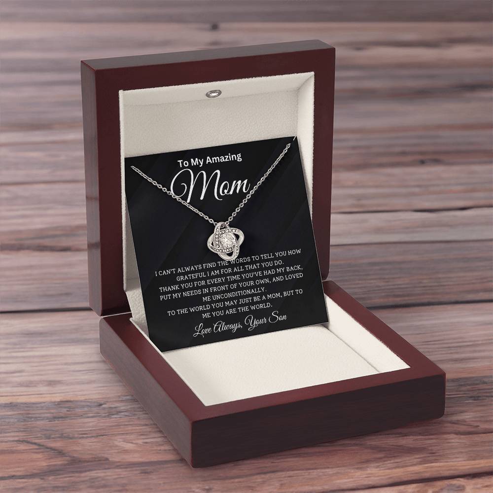 Gift for Mom From Son - ''The World'' Love Knot Necklace
