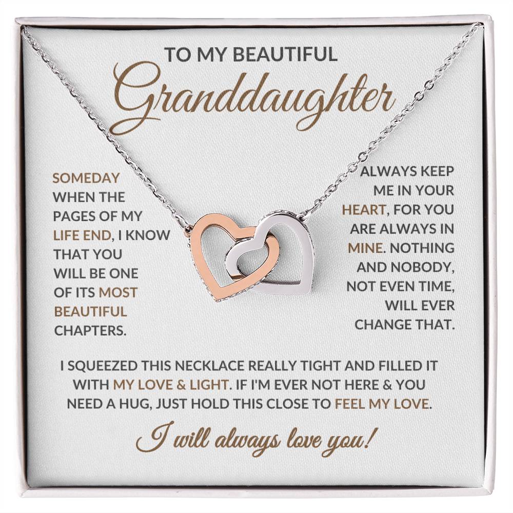 To My Beautiful Granddaughter - Interlocking Hearts Necklace