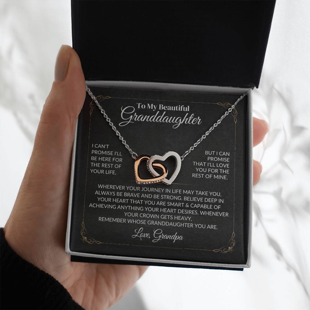To My Beautiful Granddaughter - Interlocking Hearts Necklace