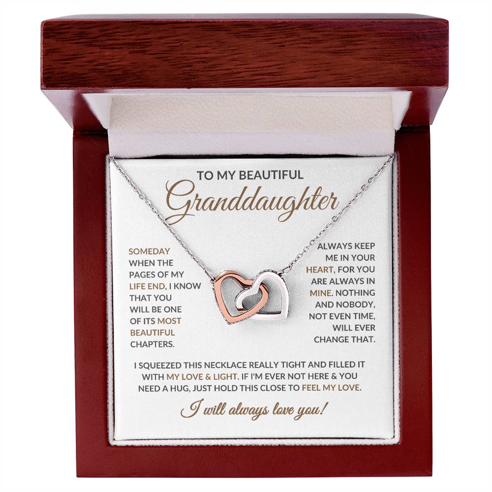 To My Beautiful Granddaughter - Interlocking Hearts Necklace