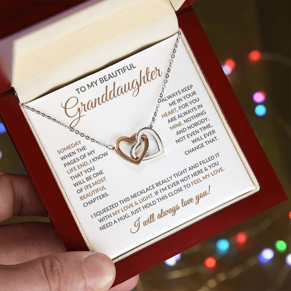 To My Beautiful Granddaughter - Interlocking Hearts Necklace