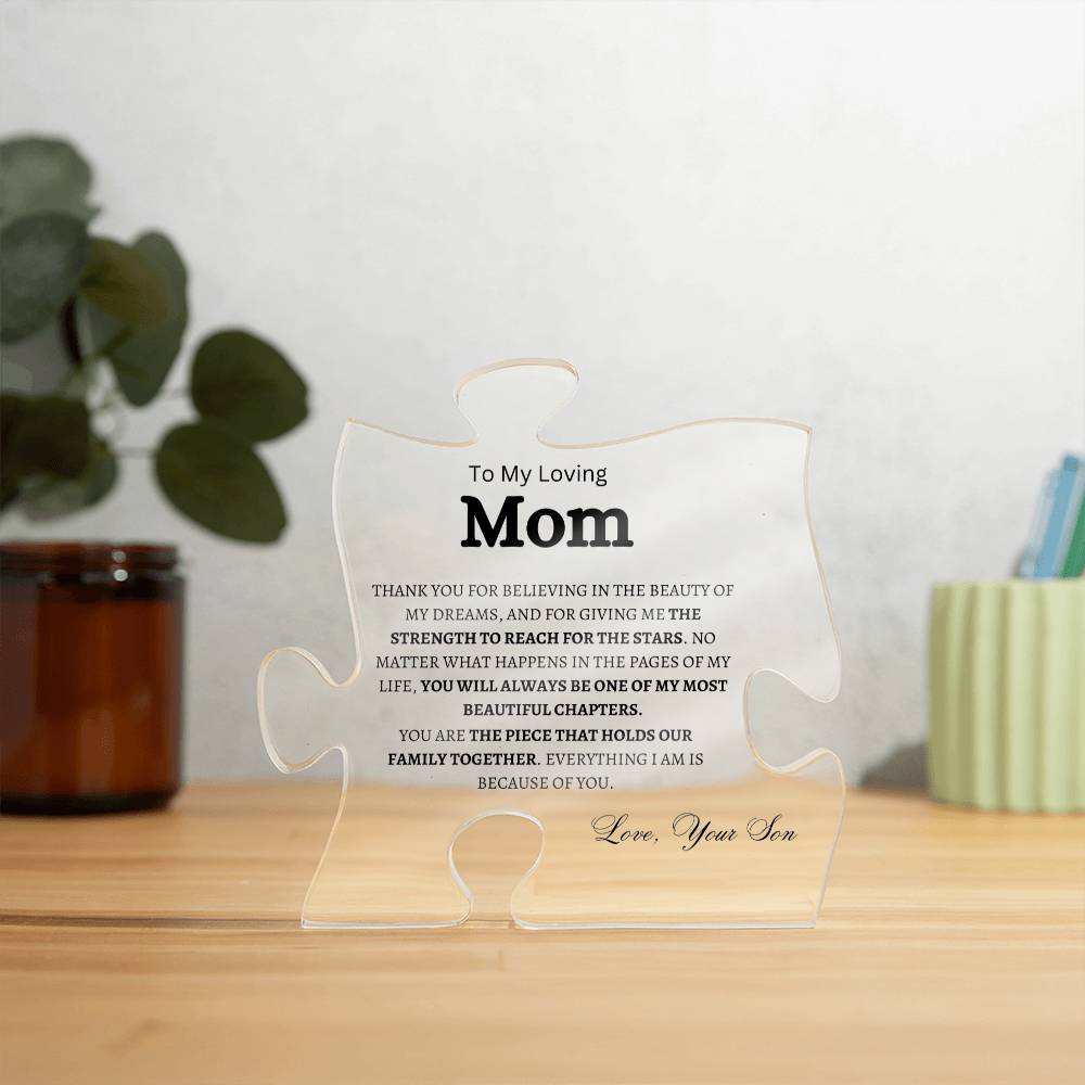 Mom -The Piece That Holds Our Family Together - Puzzle Plaque