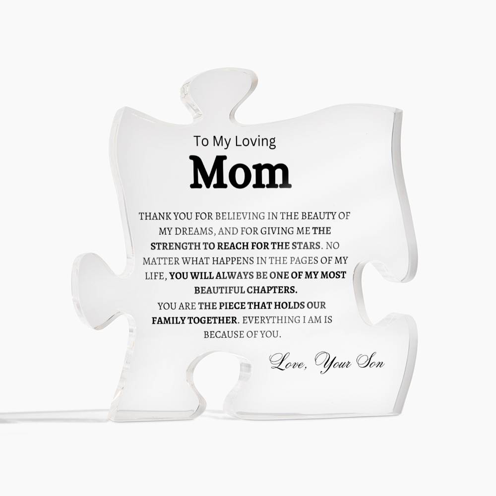 Mom -The Piece That Holds Our Family Together - Puzzle Plaque