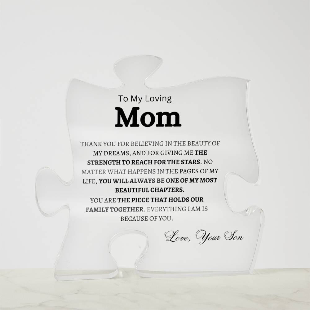 Mom -The Piece That Holds Our Family Together - Puzzle Plaque