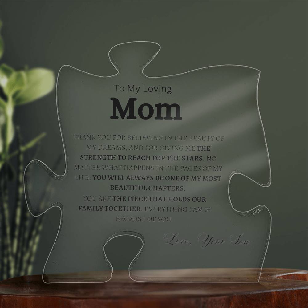 Mom -The Piece That Holds Our Family Together - Puzzle Plaque