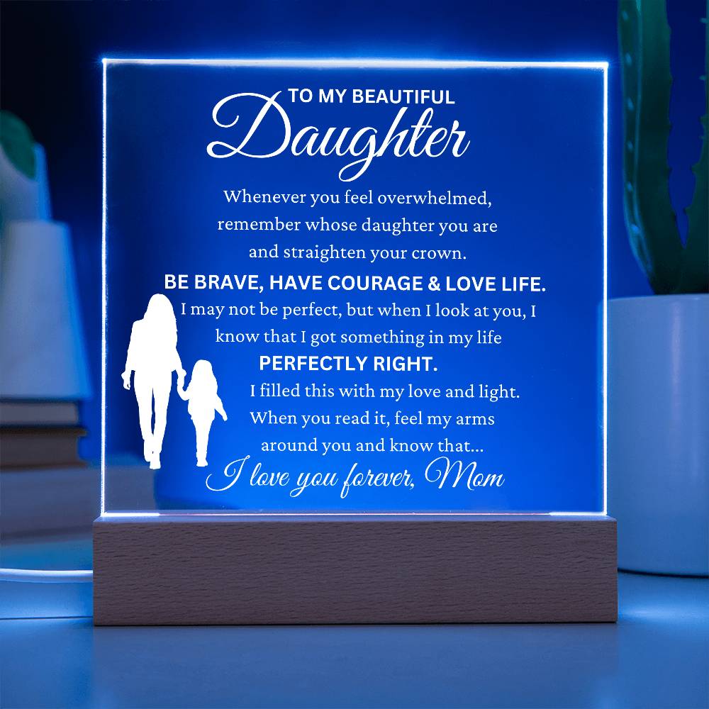 Daughter Gift from Mom - ''I Love You Forever'' - Acrylic LED Lamp